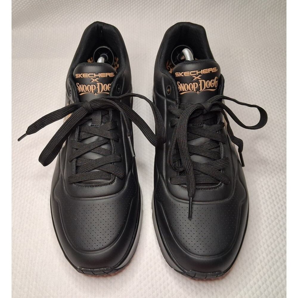 MENS SKECHERS X SNOOP DOG UNO DR. BOMBAY BLACK LEOPARD SNEAKERS SHOES SIZE 11.5